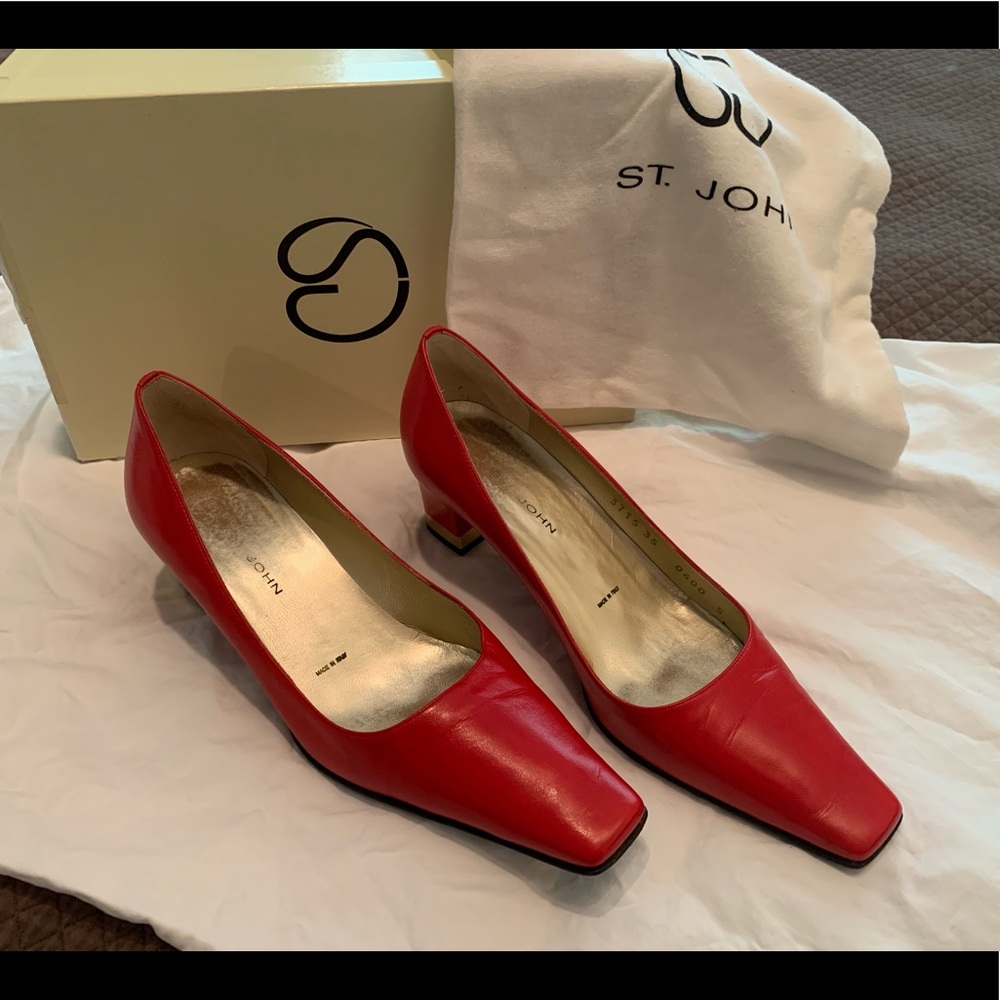 St. John Dione vintage red leather heels